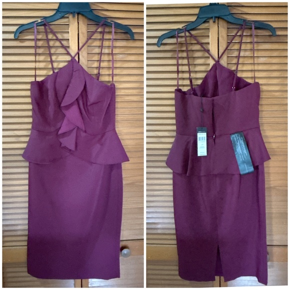 BCBGMAXAZRIA Sleeveless Halter Peplum Dress - Picture 8 of 9